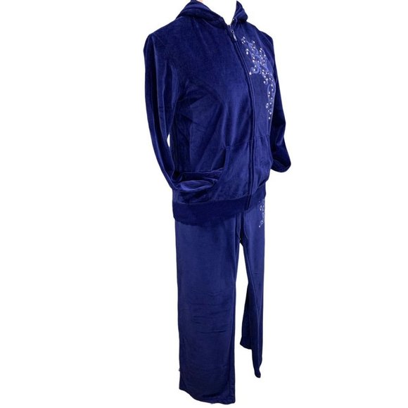 Small Soho Lady Two Piece Purple Velour Sweat Suit Track Y2K New - Picture 3 of 9